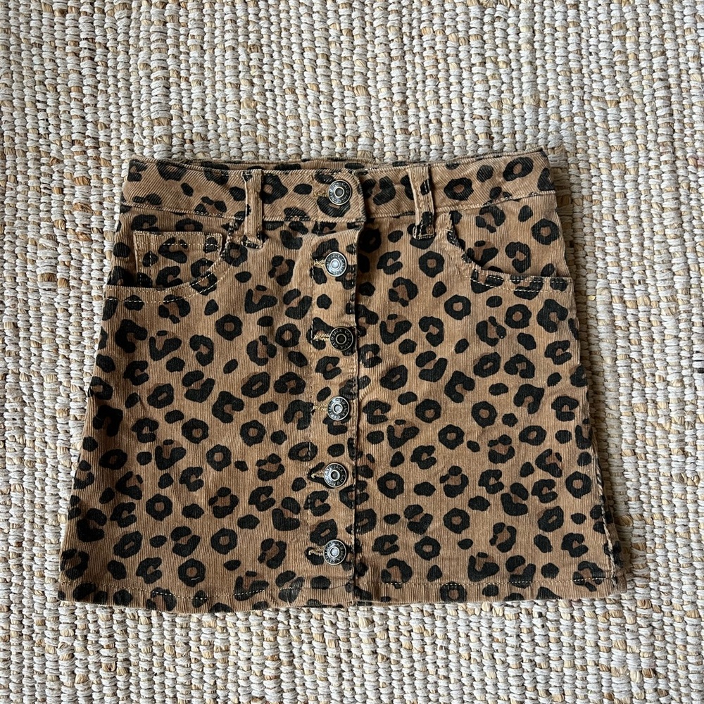Cat&Jack button down leopard skirt size S 6/6x